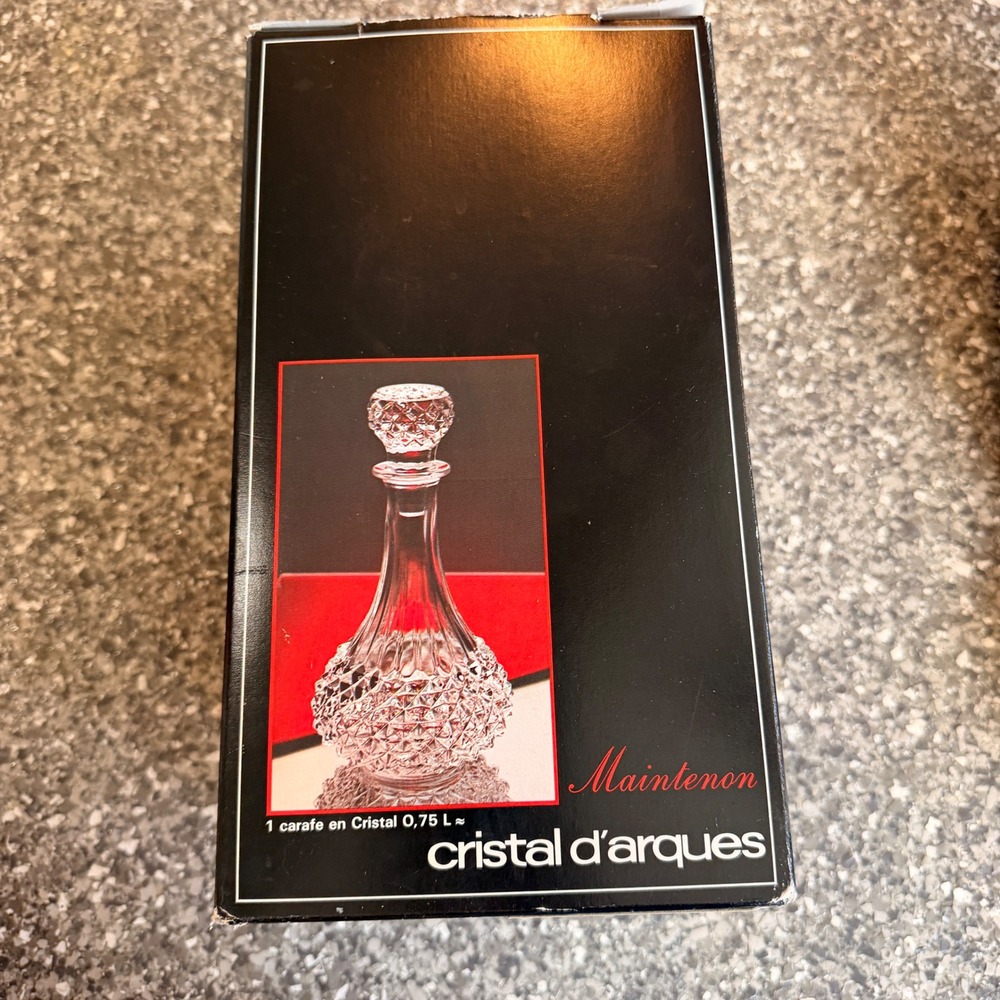 VTG Cristal D'Arques Maintenon 24% Lead Crystal Decanter 0.75L France NOS NIB